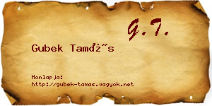 Gubek Tamás névjegykártya